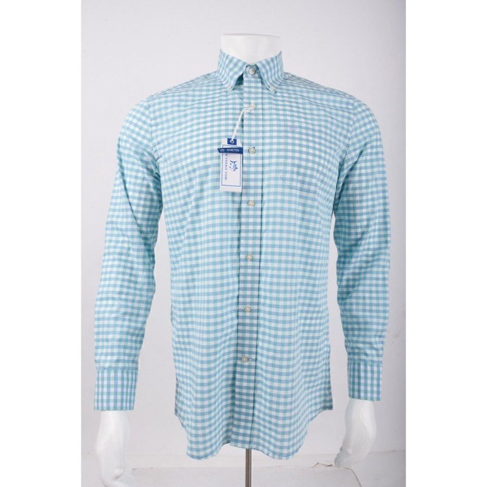Southern Tide Mens Collins Checked Shirt S Blue Mint Green Plaid Classic Fit NWT